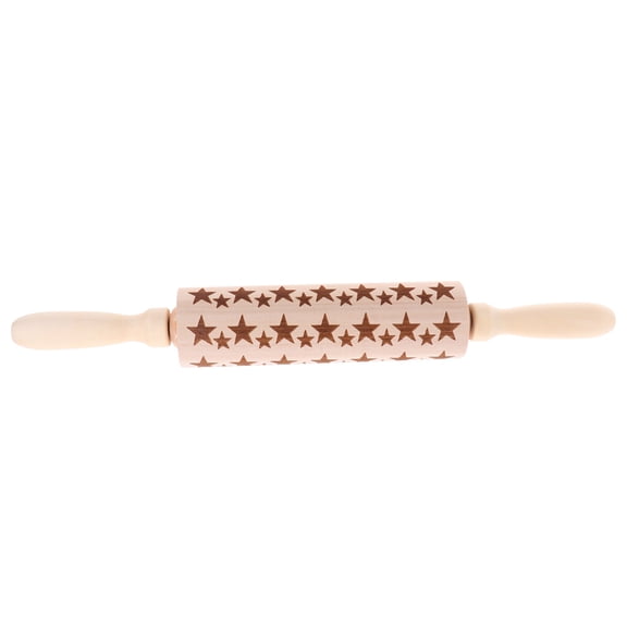 LEORX Decorative Rolling Pin Boxwood Embossing Baking Tool for Kitchen Use 1Pcs