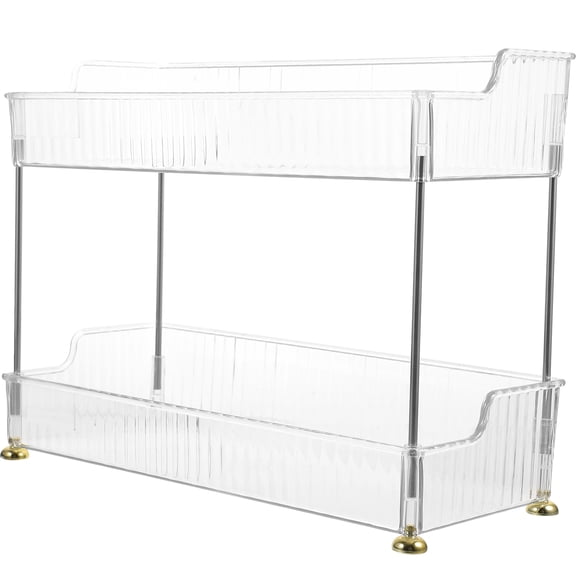 LEORX Stainless Steel and Pet Makeup Organizer with Double Tier for Vanity Use