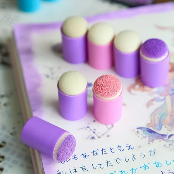 LEORX Craft Sponge Stamps 15Pcs Assorted Color Round For Kids Art Class DIY Projects Beginners