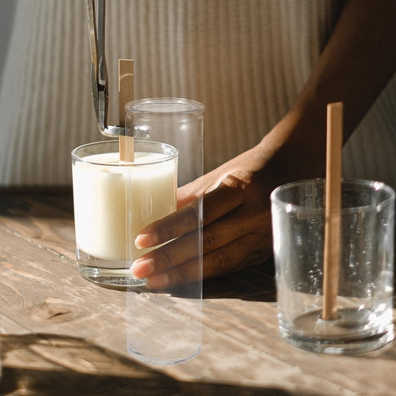 LEORX Clear Glass Cylinder Candle Cup Transparent for Home Decor and Storage