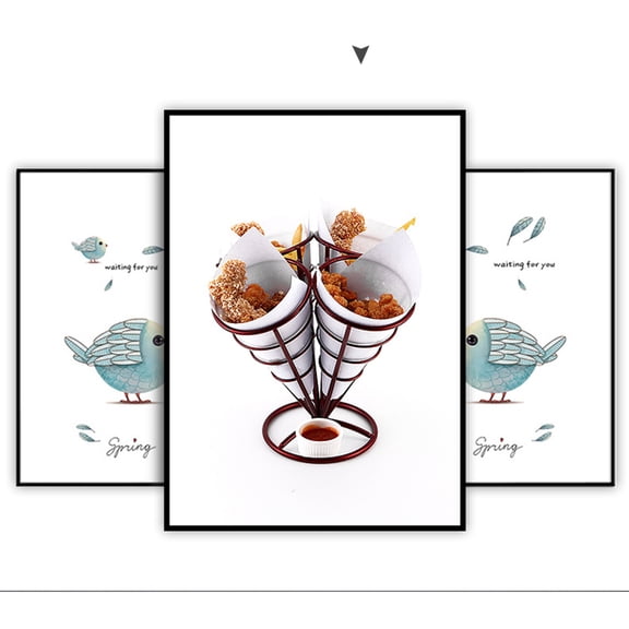 LEORX Dark Red French Fries Cone Holder Iron Snacks Basket Rack for Home Parties