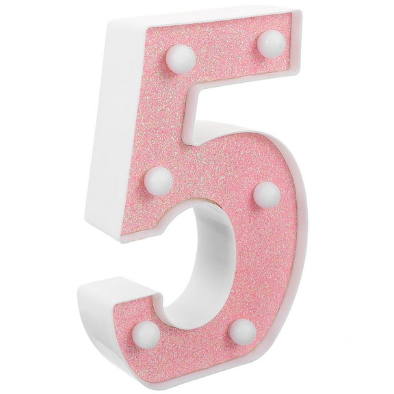 LEORX Pink Light Up Number 5 LED Lamp for Party Decoration and Cozy Ambiance