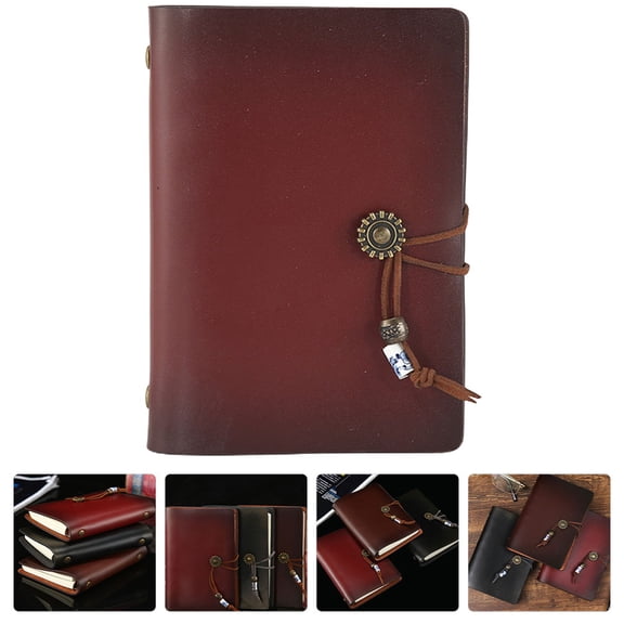 LEORX Diary Notebook Leather Notepad Red for Friends 1Pack