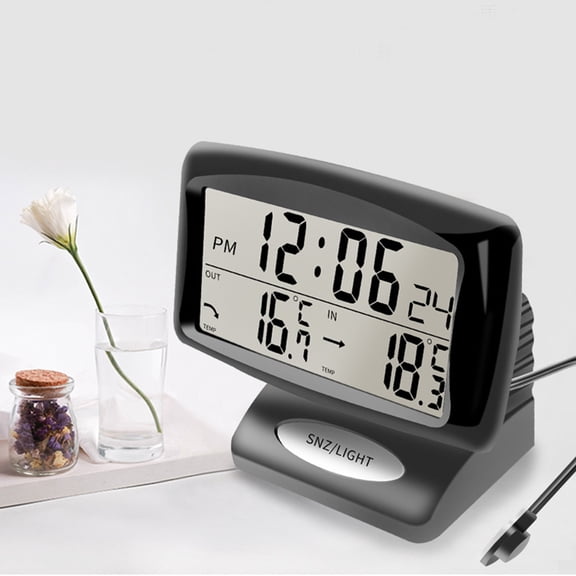 LEORX Black Car Thermometer with Backlit Function Easy Install Metal Material