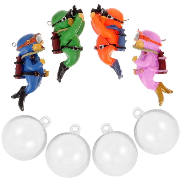 LEORX Diver Aquarium Fish Tank Floating Decoration Resin Blue Diver Shape Realistic Style 4Pcs