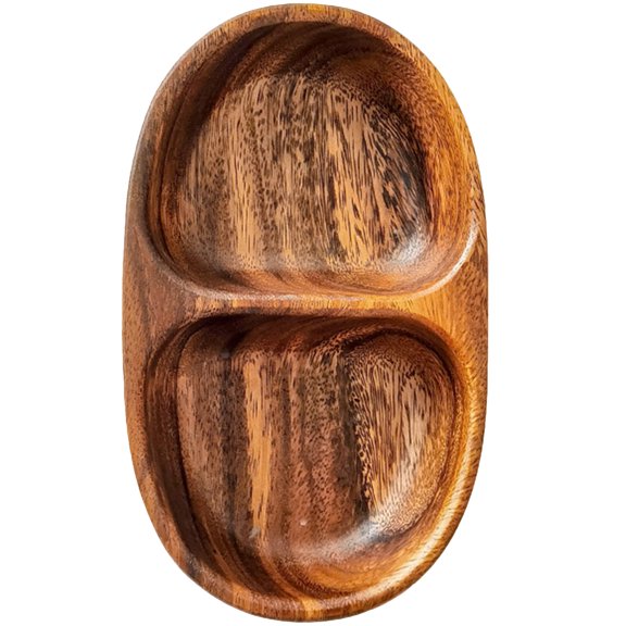 LEORX Divided Food Platter Wood Dessert Plate Compartment Design 1Pack
