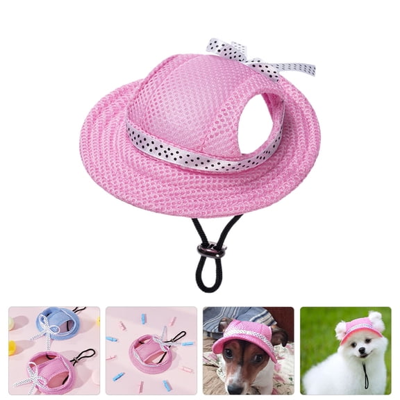 LEORX Pink Adjustable Dog Hat Sun Protection Pet Summer Hat Durable Comfortable