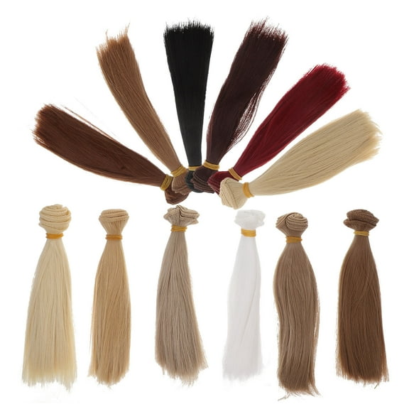 LEORX Doll Wig 12Pcs Straight Hair Assorted Color Heat Resistant Re-stylable for Diy Making and Repair