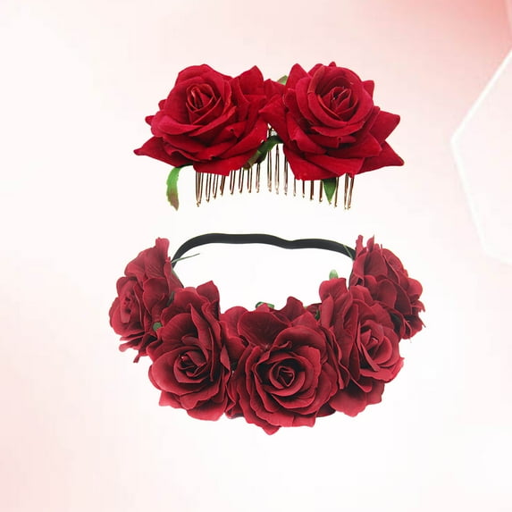 LEORX Bridal Headband Rose Flower Band Assorted Colors Wedding Party Decoration
