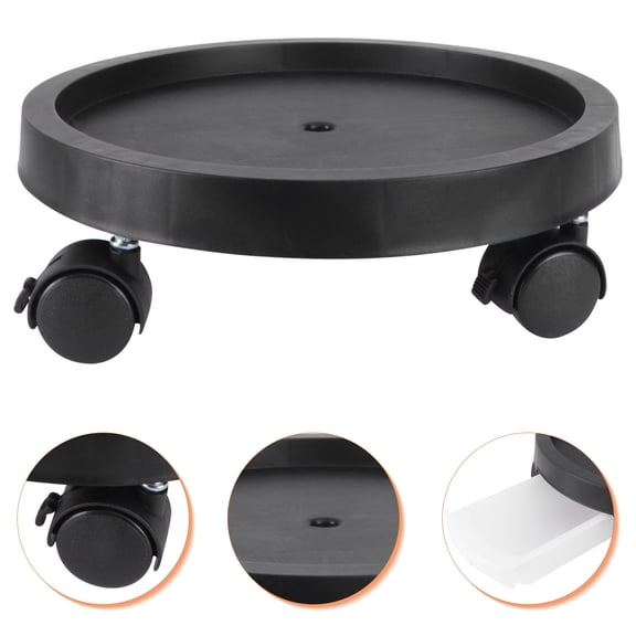 LEORX Black Plastic Flowerpot Base with Smooth Wheels Round Flower Stand Protects Floors for Home