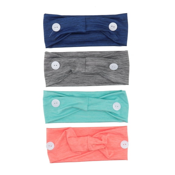 LEORX Durable Cloth Hair Bands with Buttons for Everyday Wear Assorted Colors Breathable Soft Functional One Size Fits All
