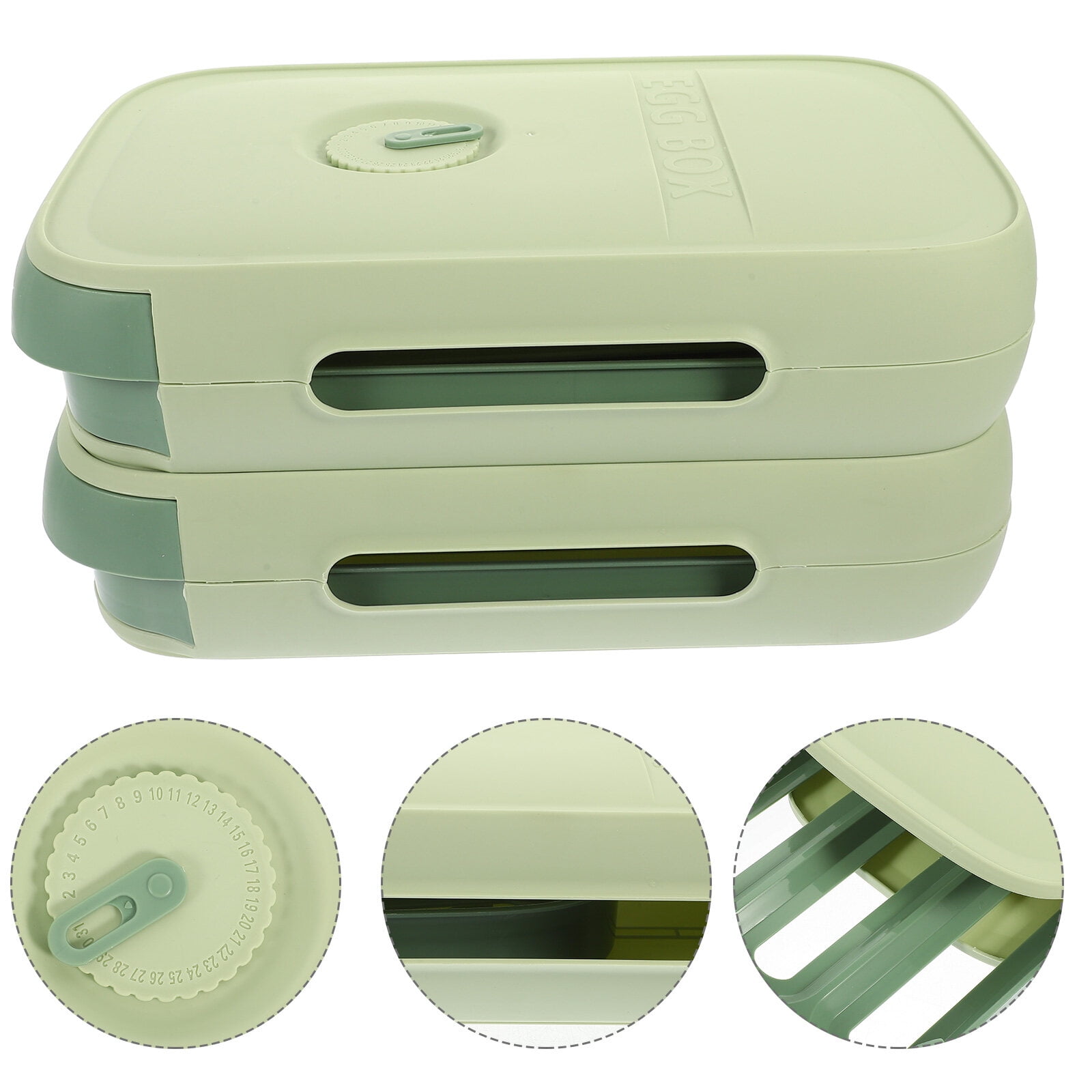 LEORX Durable PP Egg Carrier Box with Stacking Design for Kitchen Fridge Storage Light Green Large Capacity