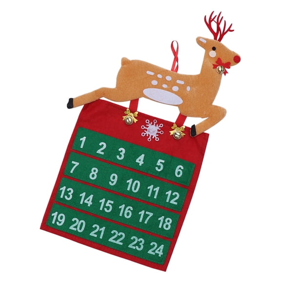LEORX Elk Shape with Bell Design Nonwoven Fabric Holiday Countdown Calendar 1Set