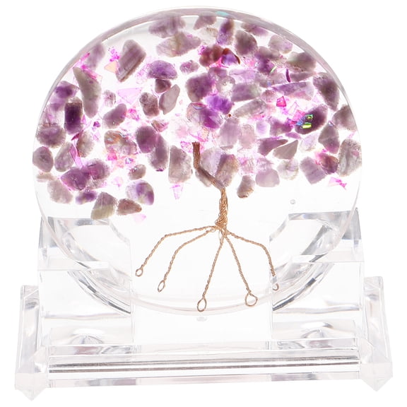 LEORX Epoxy Resin Crystal Tree Adornment Round Base Decor for Adults 1Pack