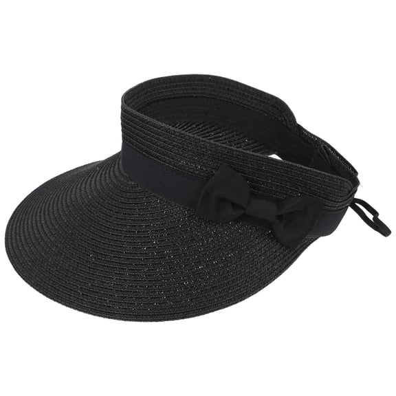 LEORX Outdoor Black Straw Sunshade Hat Handmade for Gardening Beach and Hiking