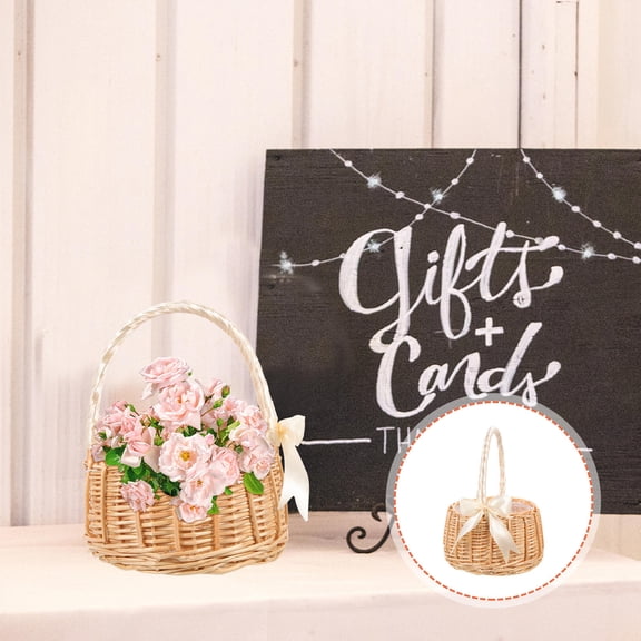 LEORX Flower Girl Flower Basket Rattan Decoration Women Wedding 1Set