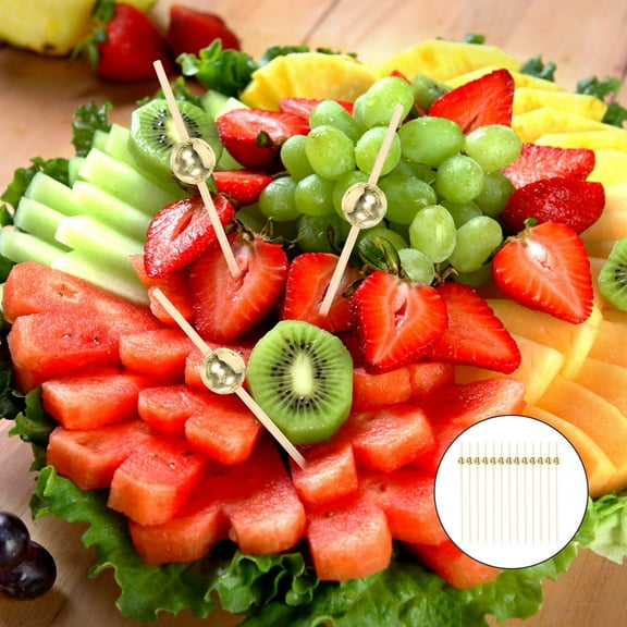 LEORX Sturdy Bamboo Fruit Picks for Party Decor and Appetizers 100Pcs