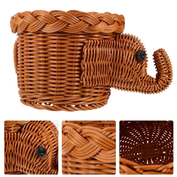 LEORX Fruit Storage Basket Covered Snack Basket Brown Plastic 1Set for Restaurant Use