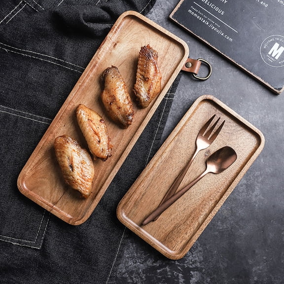 LEORX Fruit Trays For Serving Acacia Wood Rectangular For Outdoor Picnics 1Pack