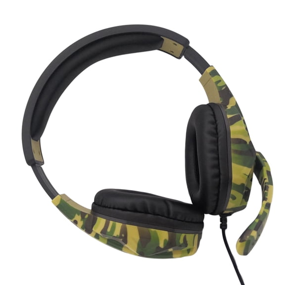 LEORX Computer Gaming Headset Green Camouflage with Cavity Sound System