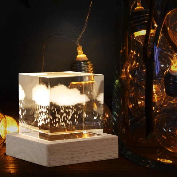 LEORX Night Lamp Cube Crystal Atmosphere Light Natural Light 1Set Romantic Design for Home Table Decoration