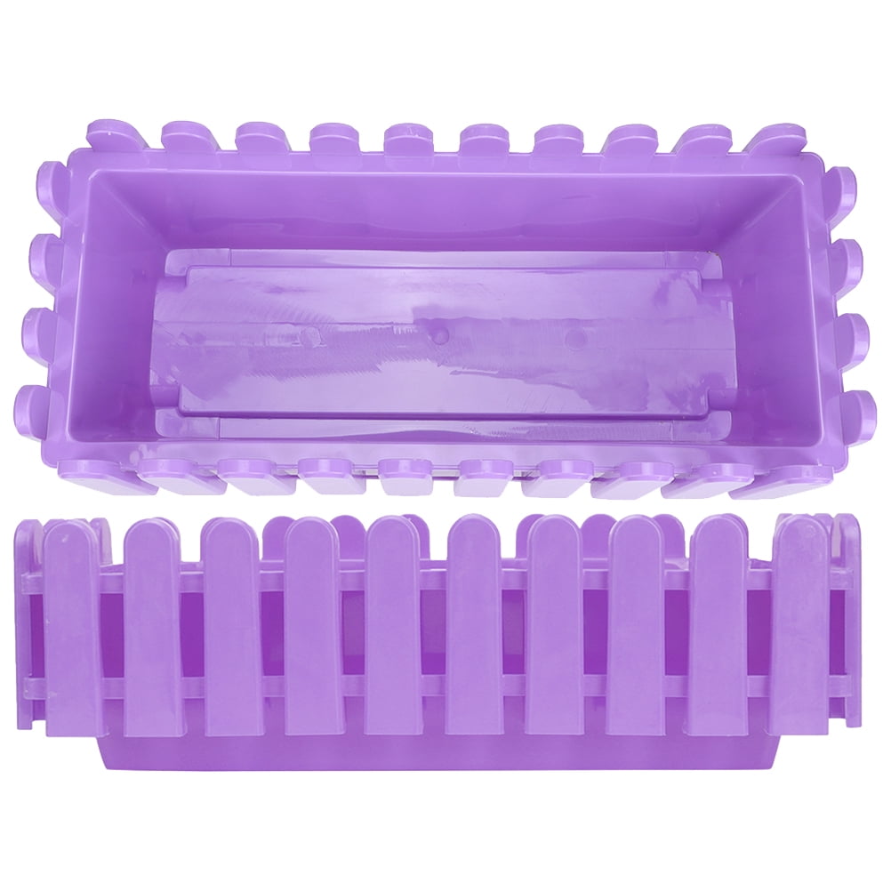 LEORX Garden Flower Pots 2Pcs Rectangular Purple Plastic Flower Window Box Fence Planter 12.6x5.9x4.3in