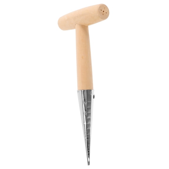 LEORX Garden Planting Tools Soil Punch Wood T-Handle Ergonomic Handle for Succulent Planting 1Pack