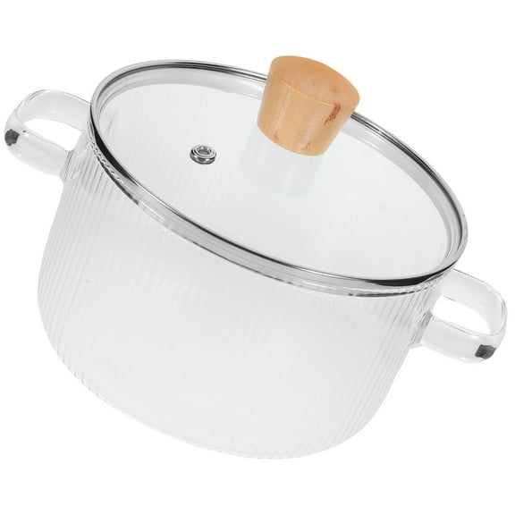 LEORX Glass Stew Pot with Lid for Stovetop Cooking Double Handle Clear Glass High Borosilicate