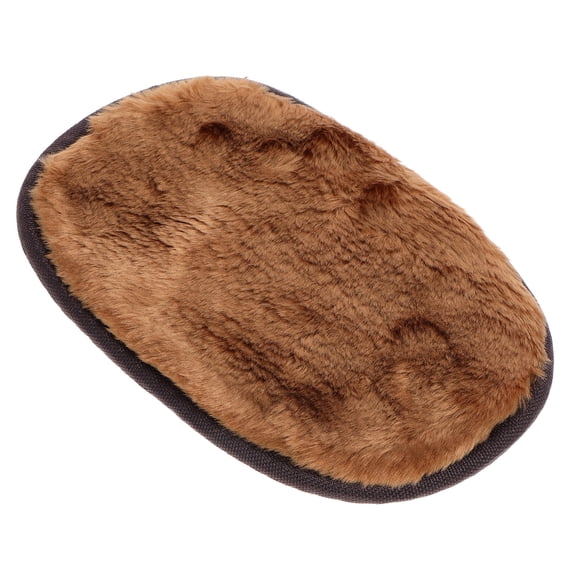 LEORX Gloves Brush Cleaner Shoes Shoe Polishing Mitts Imitation Lamb Plush Coffee 17.50X12.00X1.50CM