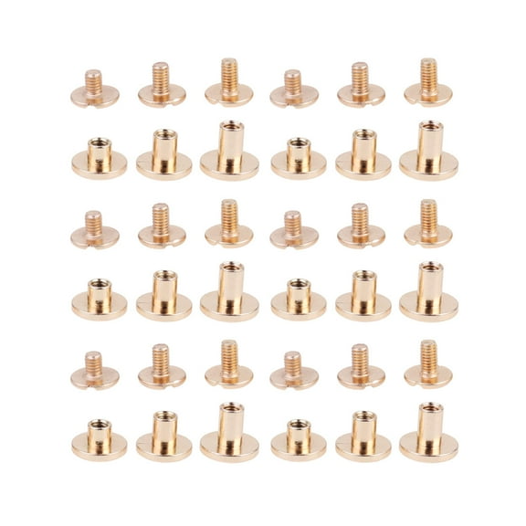 LEORX Golden Copper Flat Head Screws for Belt Craft DIY with 5mm 6.5mm 8mm Sizes Lightweight and Durable
