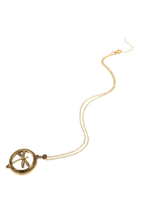 Golden Dragonfly Magnifying Glass Necklace Pendant Elegant Jewelry for Decor Alloy Glass Size: Adjustable