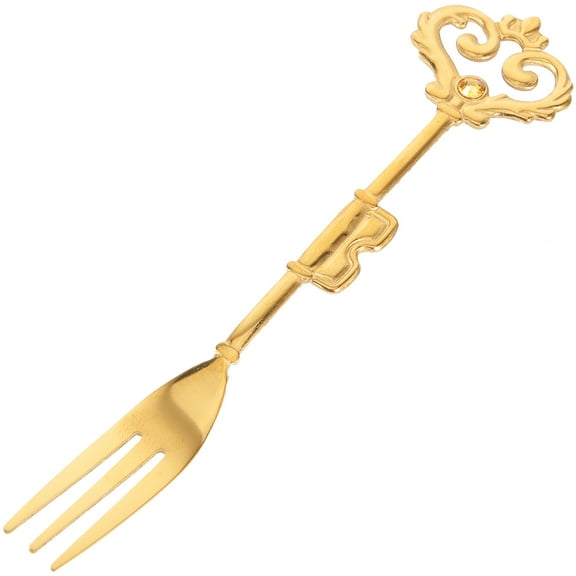 LEORX Long Handle Golden Stainless Steel Pickle Fork for Party and Seafood