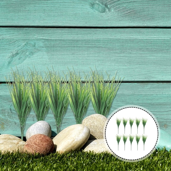 LEORX 10Pcs Artificial Green Grass Bundles for Indoor and Outdoor Decorative Use