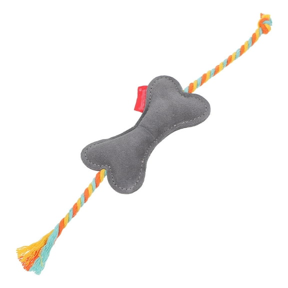 LEORX Grey Cowhide Chewing Toy for Pet Use Combining Slow Feeder Teeth Cleaner Molar Function 7.5 inches