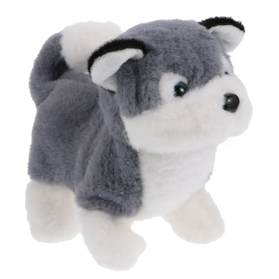 LEORX Grey Electronic Dog Toy for Kids Battery Operated Interactive Walking Plush Stuffed Husky Dog Toy 12.6 inches