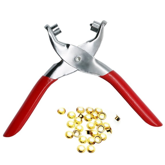 LEORX Red Hole Punch Pliers for Belt and Fabric with 100 Eyelets and Ergonomic Handle