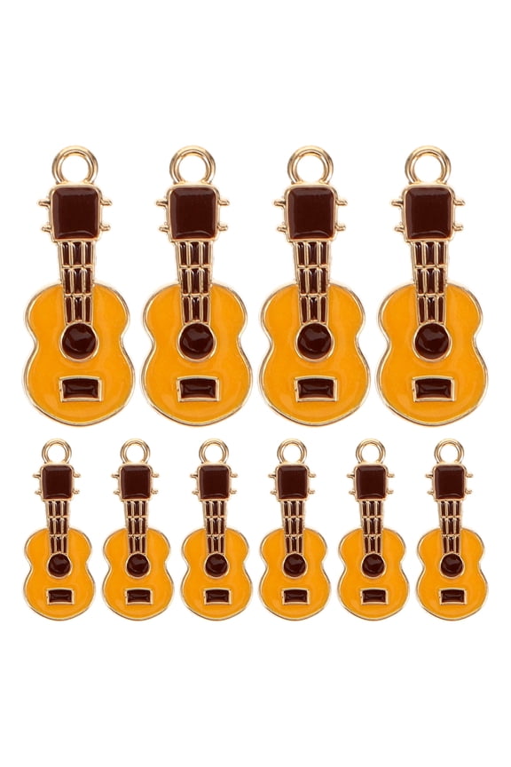 Guitar Pendants Small Instrument Shaped Charms for Bracelet Making 10Pcs