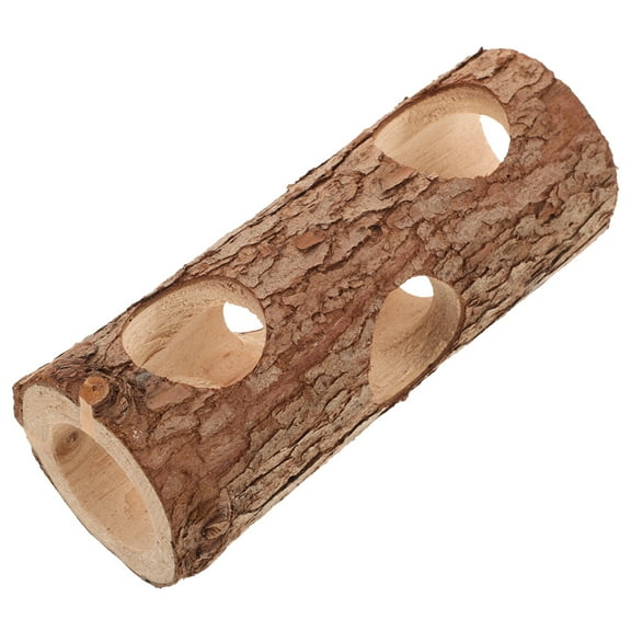LEORX Coffee Color Wooden Hamster Hideout Tube for Outdoor Pet Activity and Exploration