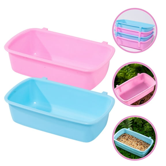 LEORX Hanging Hamster Bowls 6Pcs PP Feeder Water Containers Compact Shape For Small Pets Feeding 12.0*7.0*3.5In