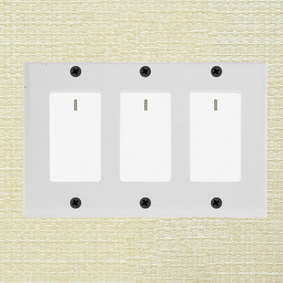 LEORX White Three Gang Screwless Wall Plate Cover Sleek Outlet Frame for Home Decor