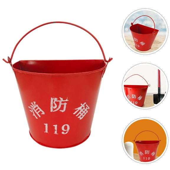 LEORX Red Metal Firefighting Bucket Stable Material Performance for Flower Use
