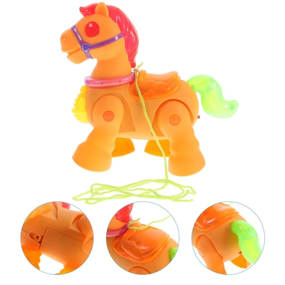 LEORX Interactive Pets for Kids Electric Horse Orange Plastic 1Pack Walking Music Playing Light Emitting