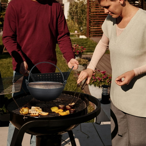 LEORX 1Pc Japanese Style Iron Hanging Pot Small Hot Pot Portable Outdoor Cooking Cookware