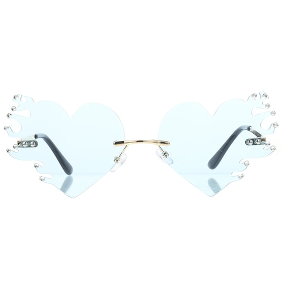 LEORX Jga Herz Sonnenbrille Shaped Sunglasses Blue Metal UV 1 Pair Chic Holiday Party