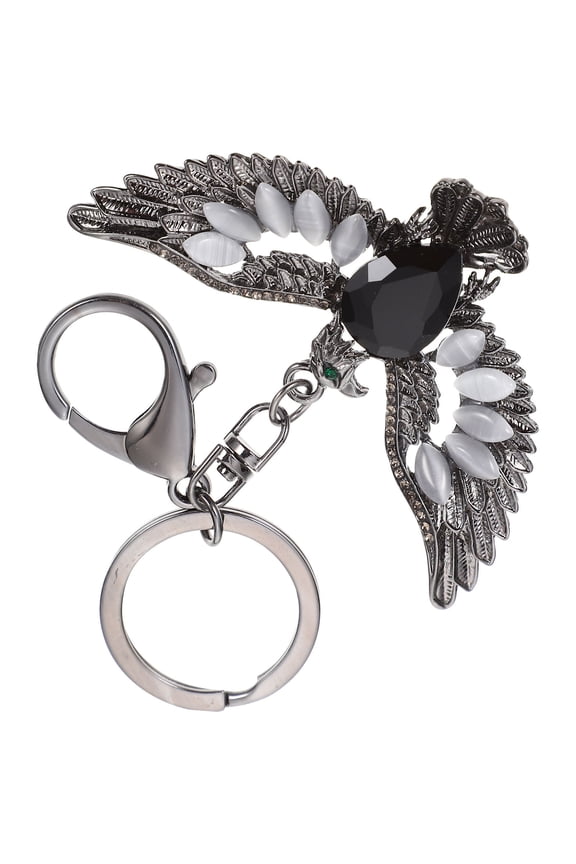Eagle-Shaped Keychain Black Crystal Rhinestone Decorative Bag Pendant