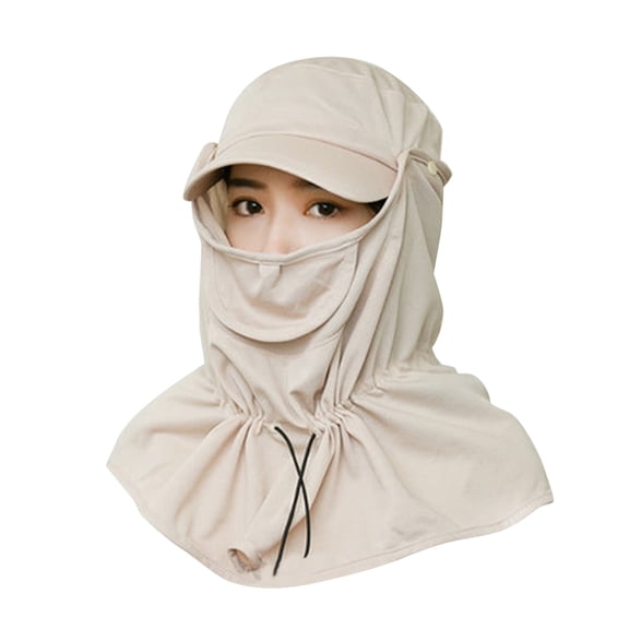 LEORX Khaki Face Mask Hat with AntiUV Neck Cover for Fishing Hiking Suitable for Outdoor Use One Size Fits Most 7.5 Inches
