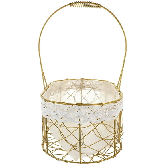 LEORX Kitchen Basket For Storage Golden Metal Wire 1Pack