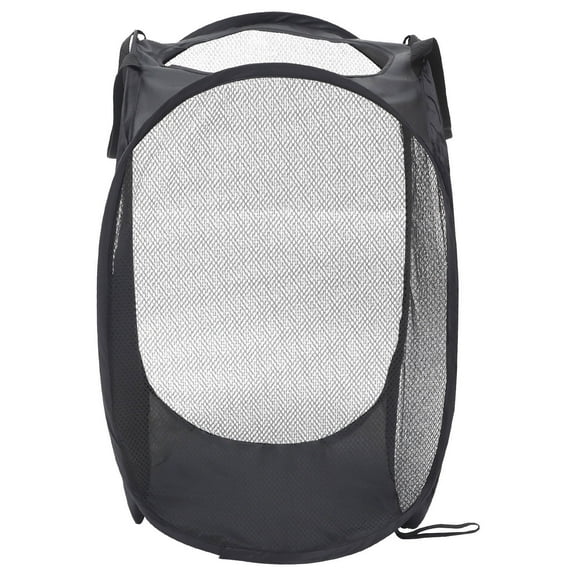 LEORX Laundry Hamper Basket Black Mesh for Home Use 1Pack