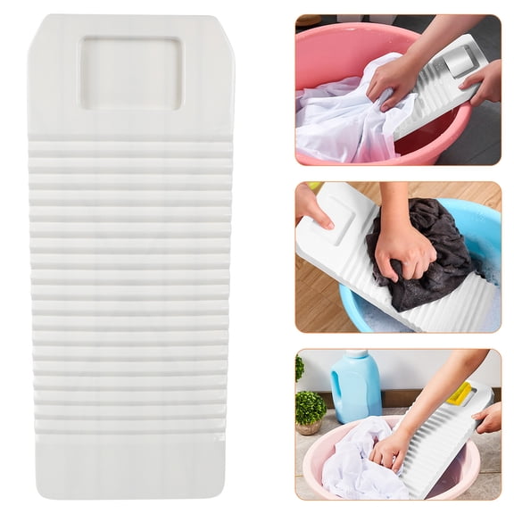 LEORX Laundry Wash Board 1Pcs White Plastic Rectangular Handheld Use for Laundry Cleaning