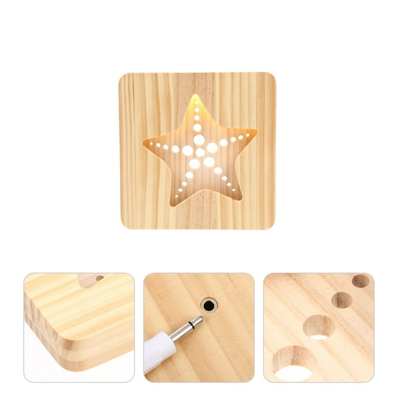 LEORX Light Brown Wooden Table Lamp for Bedroom Modern Design Compact Plastic Night Light 7.5x11 inches